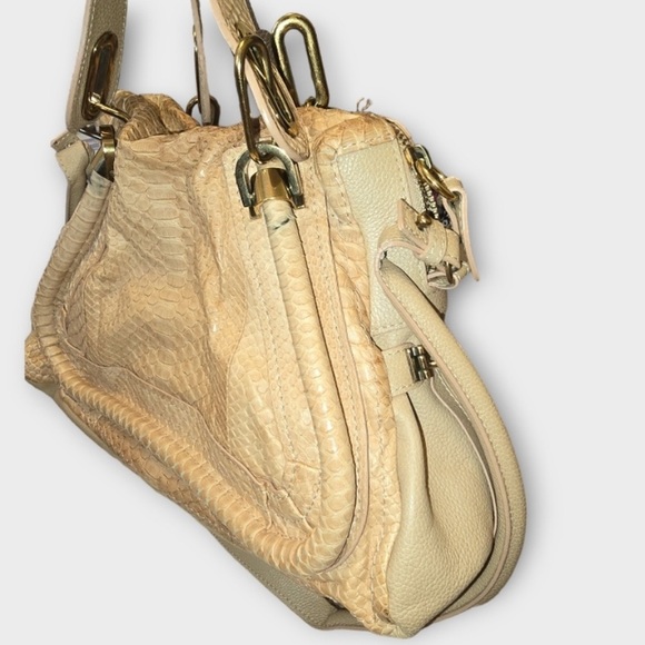 Chloe 2-Way Beige Python Leather Medium Paraty Satchel - Picture 5 of 11